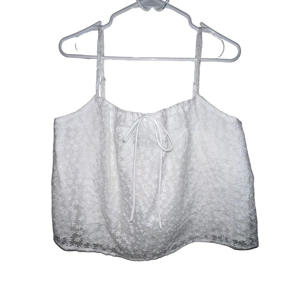 HEATHERLY‎ TAMAR WHITE FLORAL EMBROIDERED LACE CROPPED CAMI TANK TOP WOMEN LARGE